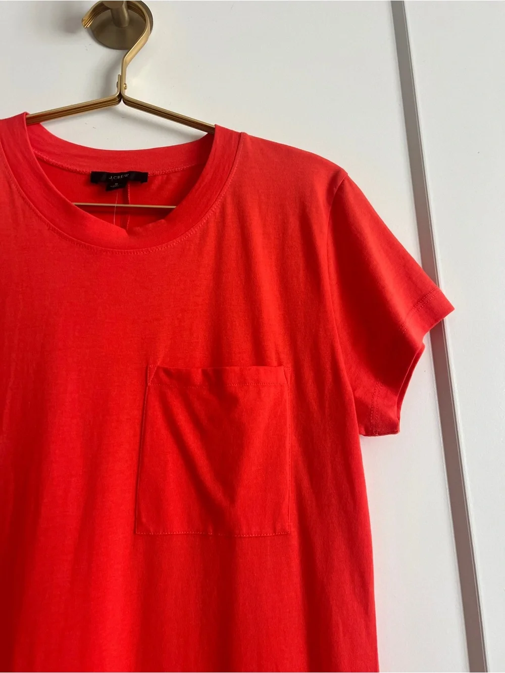 J.Crew Pocket T-Shirt Dress Neon Poppy Cotton NWT Size Small